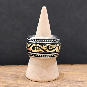 Wave Design Two-Tone Stainless Steel Ring