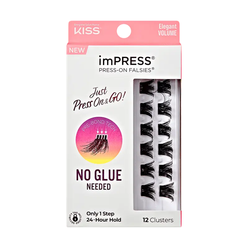 Impress Falsies Pre-Glued False Eyelashes Minipack - Elegant | 12 Lash Clusters, 12mm-14mm