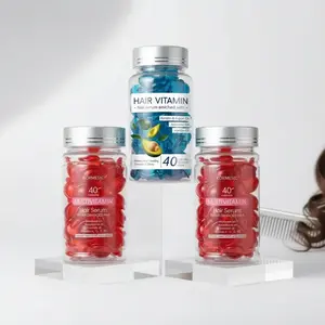 Hair Vitamin & Conditioning Keratin Serum Bundle, 2/3 Boxes, 40 Capsules Each, Enriched with Avocado, Argan, Macadamia Oils, Vitamins A, C, E, Pro B5, for Dry, Damaged Hair Care, Strengthen Hair