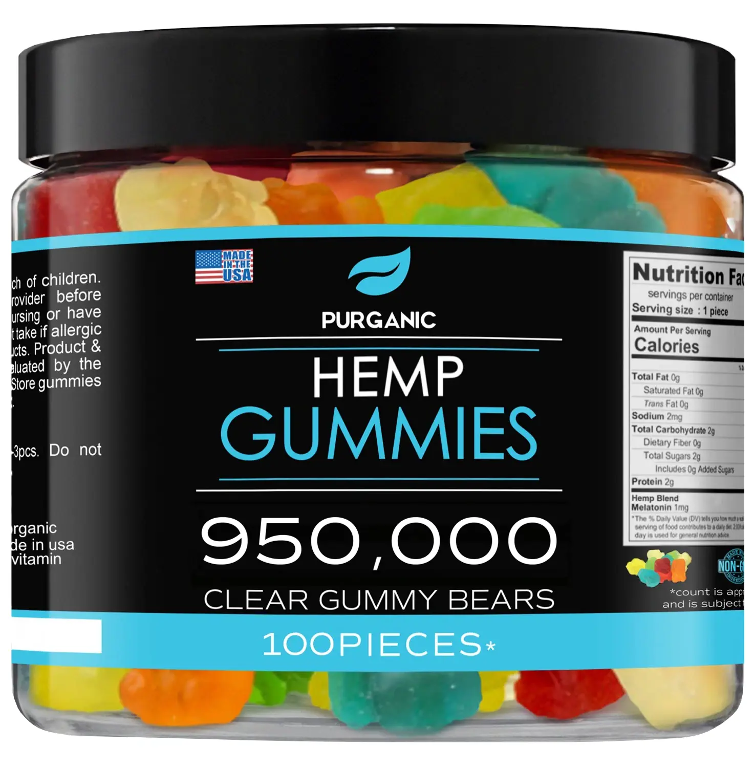 Natural Gummies for Stress Relief - Great for Pain, Insomnia & Anxiety - 100ct