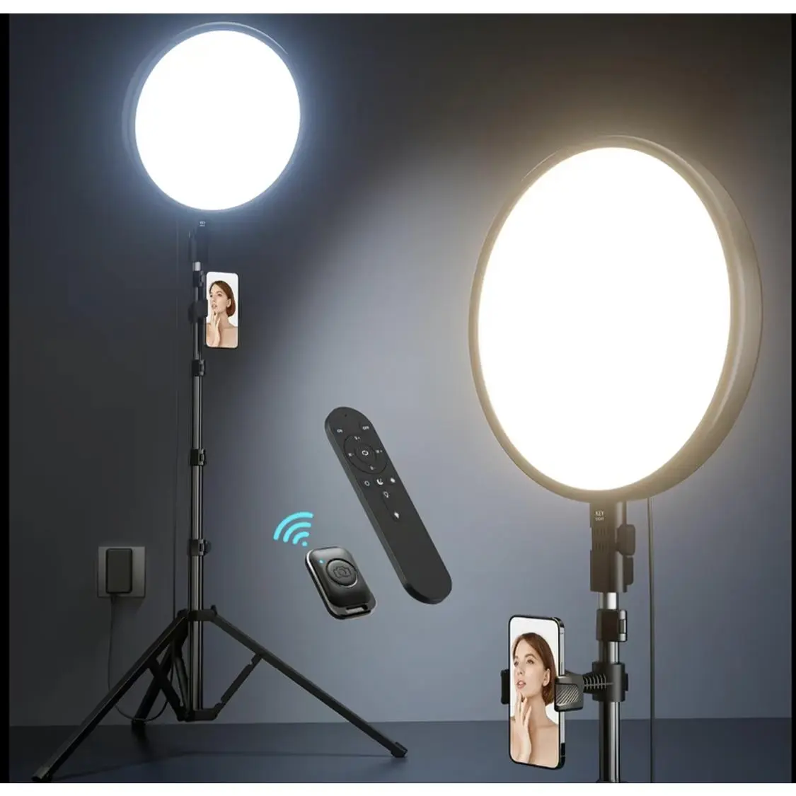 Weilisi Full‑Screen Large Ring Light,72" Heavy‑Duty Tripod Stand,6500K Dimmable Soft Lighting Kit with IR Remote & Power Adapter, for TikTok Live, YouTube, Photography, Professional Video Recording