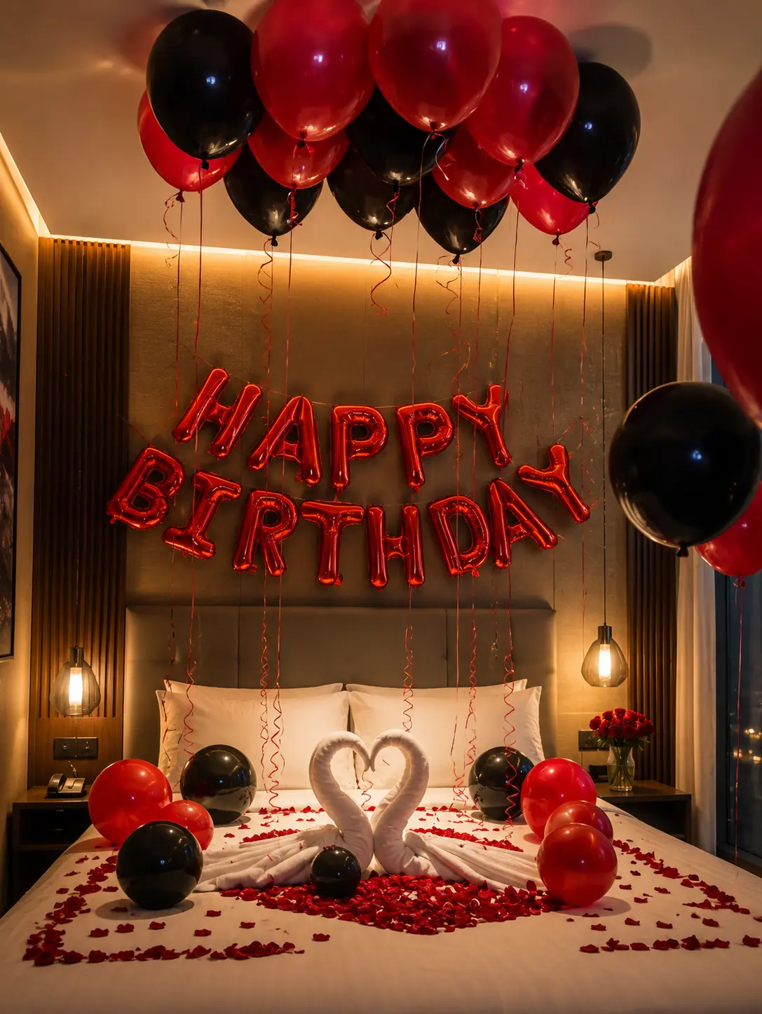 39pcs Red & Black Happy Birthday Balloon Set, 18" Love-Shaped Foil Balloons, Red & Black Latex Balloons, Romantic Party, Birthday, Anniversary, Christmas Party Decorations