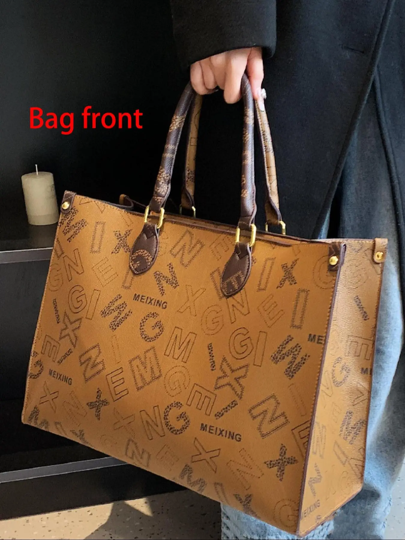 Fashion Letter Pattern Tote Bag, Large Capacity Commuter Shoulder Bag for Women, Casual Trendy Versatile Commuting Bag