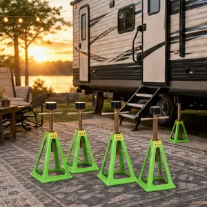 ARCH 4-Pack RV Stabilizer Jacks Heavy Duty Adjustable Screw Jack Stands for Travel Trailer Camper 3300 Lbs Each Load Capacity 11 to 17 Inch Height Range with Rubber Pads for RV Leveling Support Green Red Options, Green/Red Color Options