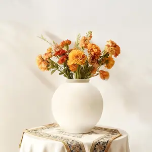 Sandstone Large White Ceramic Vase, 9.8-Inch Matte White Rounded Design for Easy Arranging, Farmhouse & Minimalist  Decor for Living Room, Mantel, Dining Table, Entryway, Bathroom, Weddings