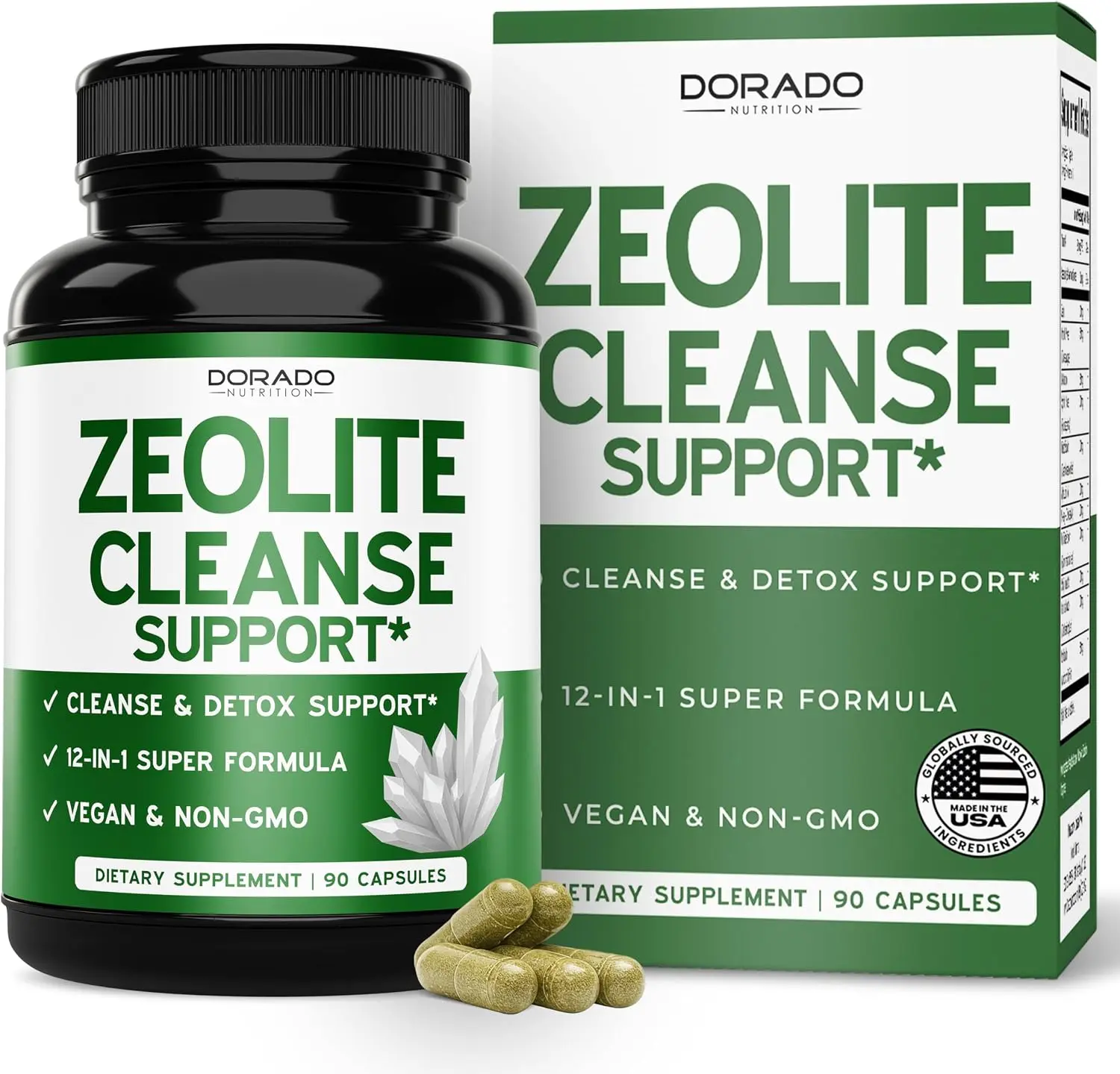 Zeolite Detox for Adults (12 in 1 Formula - Milk Thistle, Alpha Lipoic Acid, N-Acetyl-L-Cysteine, Spirulina Powder & More) Zeolite Cleanse Supplement - Immune Support for Adults - 90 Vegan Capsules Pack of 1