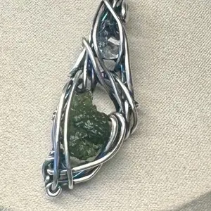 Moldavite and Herkimer Diamond Pendant crystal