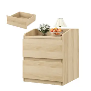 Garvee Modern Curved 2-Drawer Bedside Table - Stylish Space-Saving Bedside Table with Ample Storage - Ideal for Bedroom or Living Room - Easy Assembly