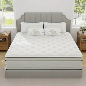 KORLOVY 12"14" Twin Full Queen King Size Mattress In A Box Memory Foam White Mattresses Hybrid Pocket Spring Medium Firm Body Support for a Luxurious Sleep