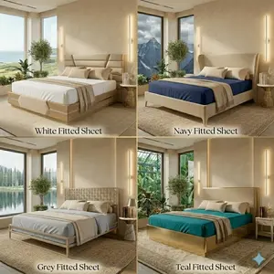 Luxury Fitted Sheet 25cm Deep 100% Egyptian Micro Cotton 400 Thread Count Sateen Weave Ultra Soft Breathable Fabric with Deep Pocket Elastic Fit Mattress Cover Bedding