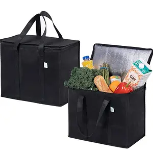 1-Pack Storage Food Bag Insulated Grocery Bags for Delivery Heavy Duty Reusable with Zippered Top Foldable Durable for Frozen Foods and Shopping