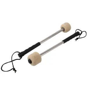 Motorcycle Accessories 2Pcs Felt Head Mallets with Felt+SS Construction, Stainless Steel Handle, Rope Attached to Wrist, Great for Grip, 0.51 in, 1.3 cm, 1.57 x 1.97 in, 4 x 5 cm, White