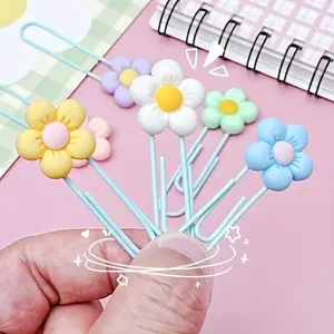 Set of 6, 6 different colors, flower-shaped paper clips. Can be used as bookmarks, book decorations, sticky notes holders, office storage clips, and also for bookstore setups or reading tools