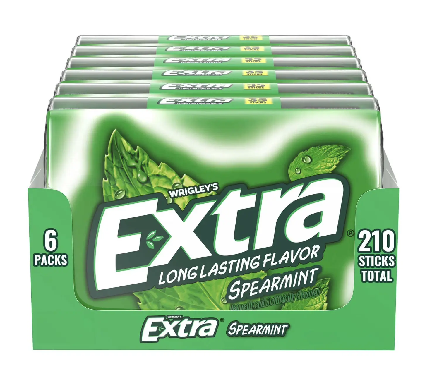 Extra Spearmint Sugar-Free Gum, 35 pcs., 6 Pack., Spearmint Gum