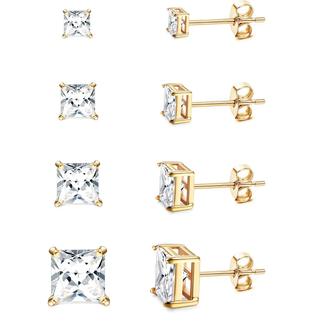 18K Gold Plated - Square CZ