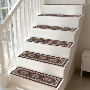 Non-Slip Stair Carpet, Step Protection Carpet, Decorative Bordered Stair Mat for Home Decoration & Bedroom Accessories - Suitable for Indoor, Outdoor Stairs & Multiple Scenarios, Boho Runner Rug