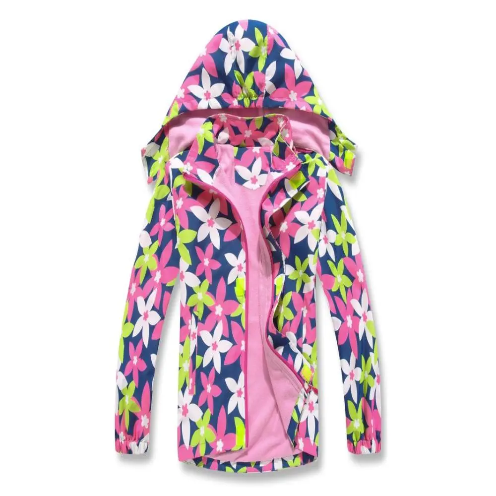 Kids' Gradient Long-Sleeve Hooded Rain Jacket - Lightweight Waterproof Polyester Windbreaker with Fleece Lining, Removable Hood for 4-13 Years (4-5Y,6-7Y,12-13Y) All-Season Outdoor Play & School, Animal Print, All-Seasons, Regular