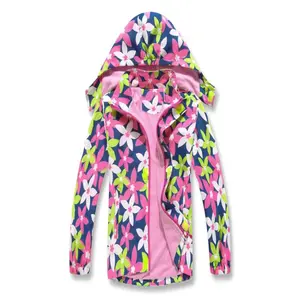 Vibrant Gradient Rain Jacket Kids - Waterproof, Lightweight, Fleece Lined, Hooded, Windbreaker Coat with Removable Hood Girls - Outdoor Play and School Days