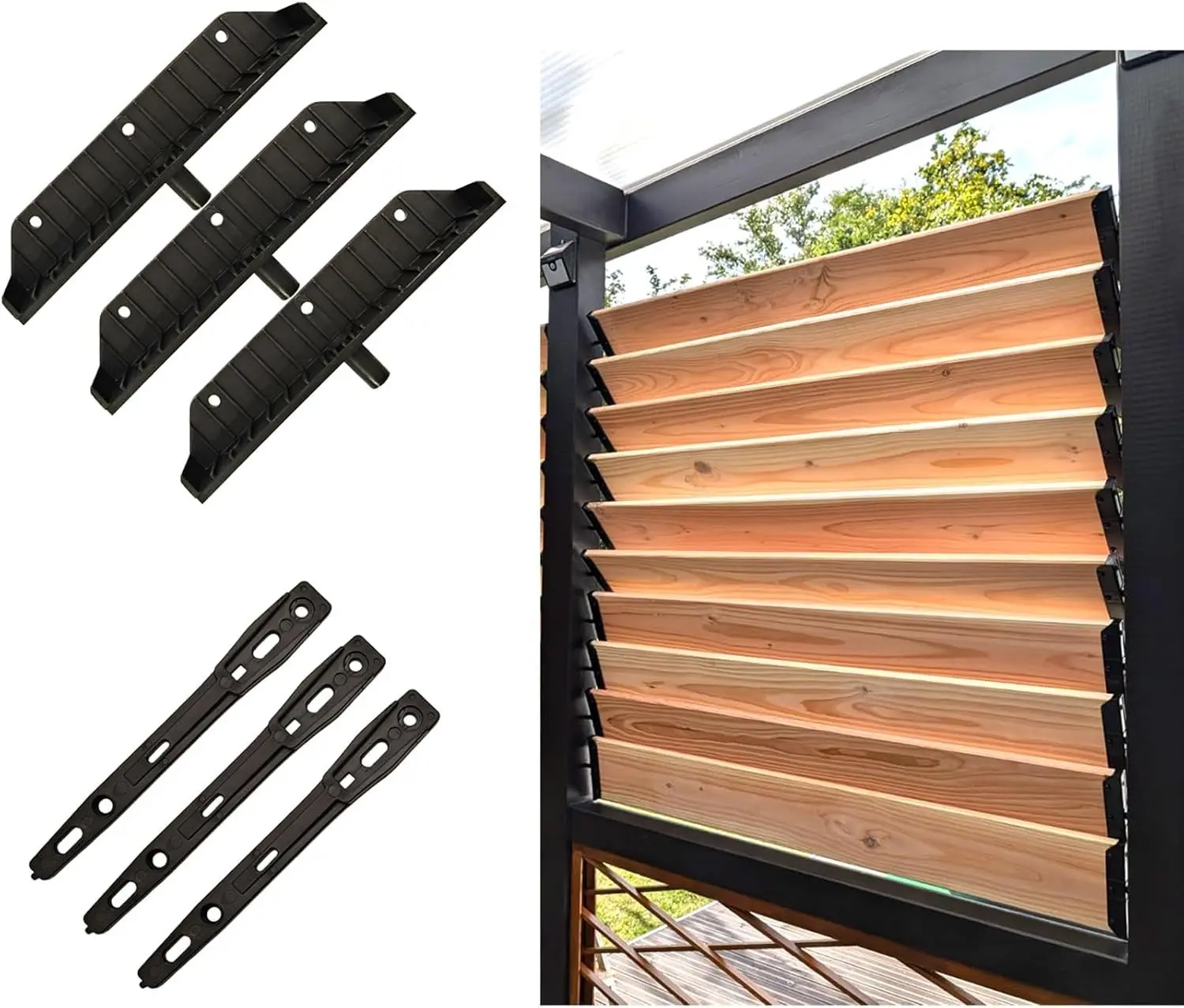 Louver Bracket Kit, Deck Sunblind System, Shutters Hardware System for Windows Garden, Each Set Holds up to 11 Boards (48'') Black