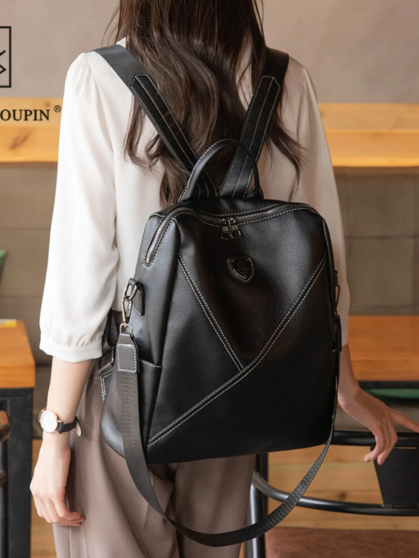 Women's Large Capacity Retro Anti-Theft, Korean Style Elephant Pattern Travel Bag, Fashionable Commuter Soft Leather Handbag, Casual Daypack, Casual Lightweight Backpack, Lightweight Daily Backpack, Traveling Daypack