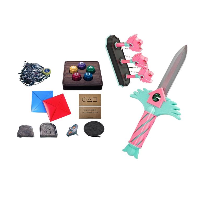 2025 Squid Game 2 Inspired Korean Folk Games Set – Traditional Collection: Jebi Kicks, Gonggi, Biseokchigi, Paeng-yi, DDAKJI | Fun for Family & Travel Colorful Pink