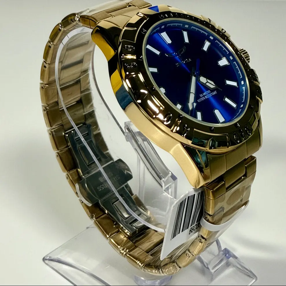 69033 Invicta Specialty Gold Tone Blue Dial 42mm Stainless Steel Mens Watch 30M