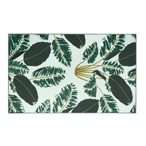 My Magic Carpet Hojas Cubanas Mint Machine Washable Area Rug, 3x5 Stain Resistant, Non-Slip, Waterproof