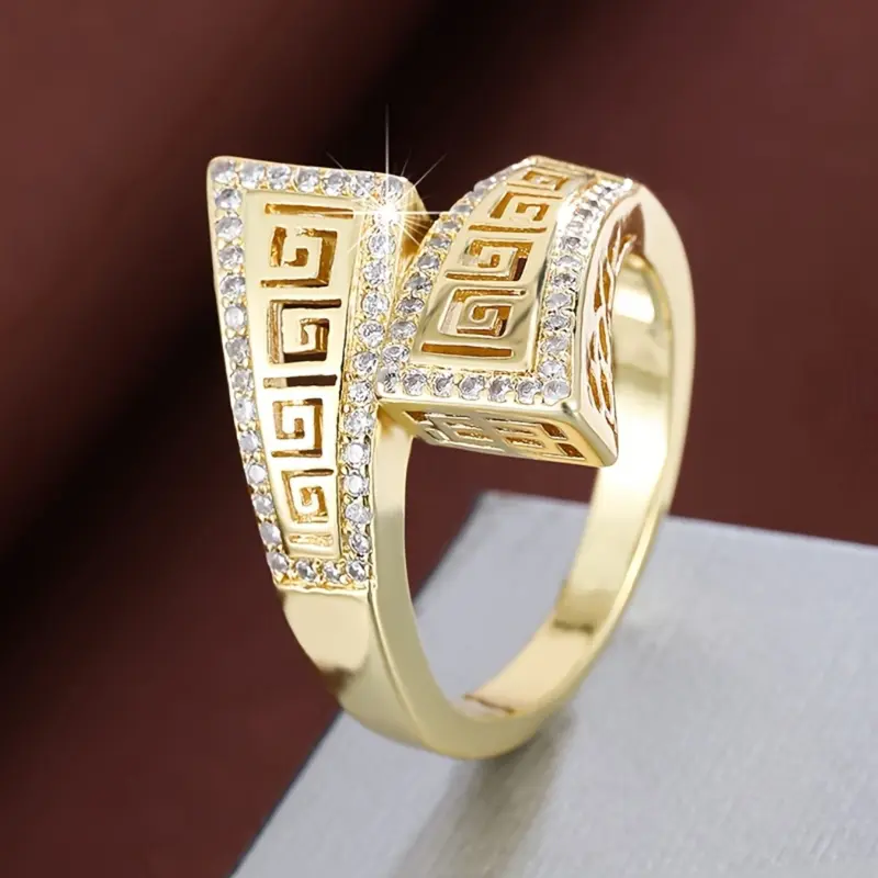 1pc Retro Bohemian Style Geometric Cross Design Synthetic Cubic Zirconia Women's Ring Daily Vacation Gift From A Best Friend Suitable for Both Men and Women Vintage Embossed Ring Fashion Ring Fashionable Jewelry Beautiful Rings