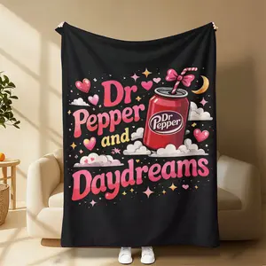 Dr Pepper & Daydreams Themed Blanket Throw - Versatile 4-Season Home Decor, Thoughtful Gift for Couples and Family