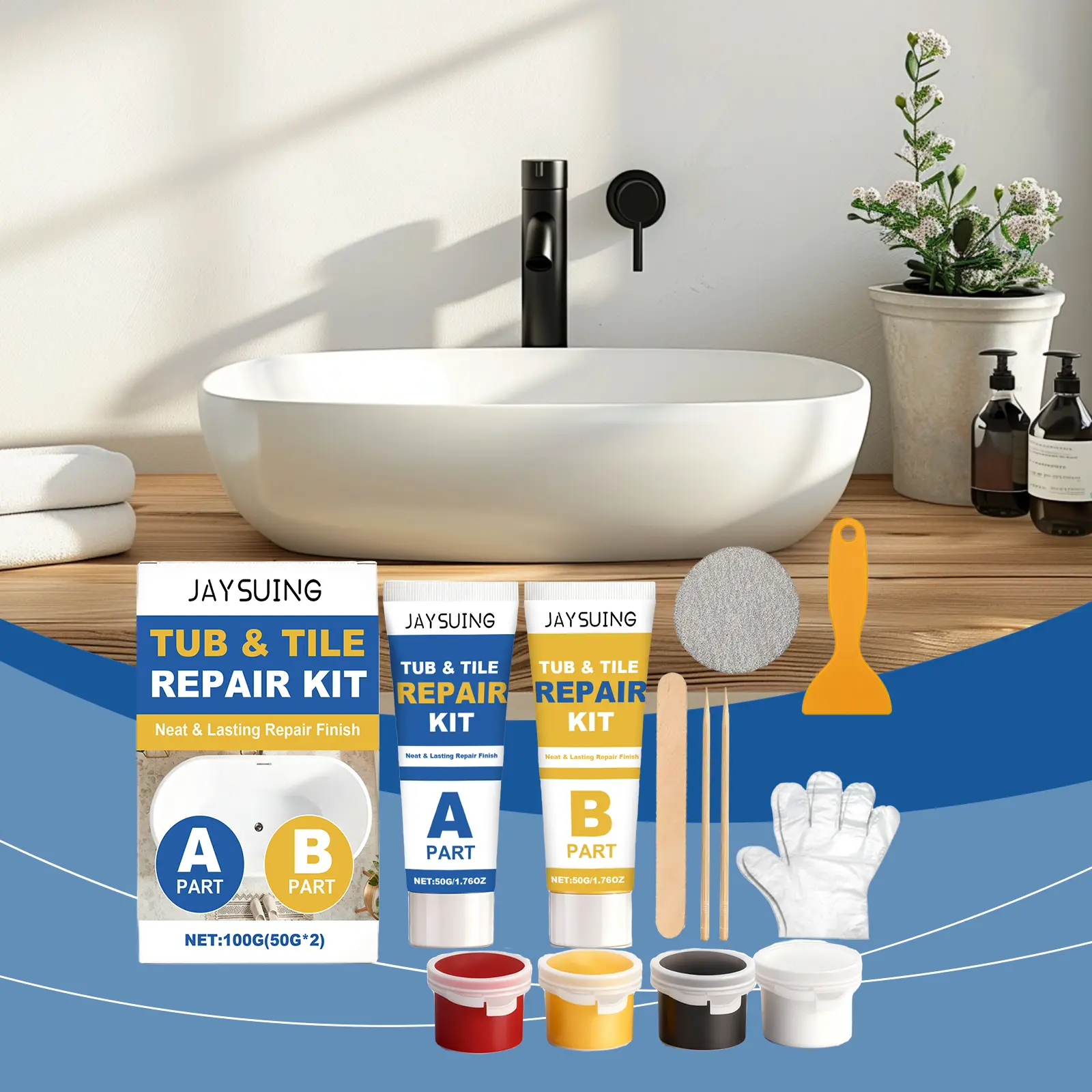 Tile Repair Kit Home Grout Ceramic Marble Gap-Filling AB Glue Seal Repair Kit