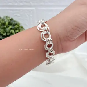 950 Silver Double Ring Circular Bracelet for Women