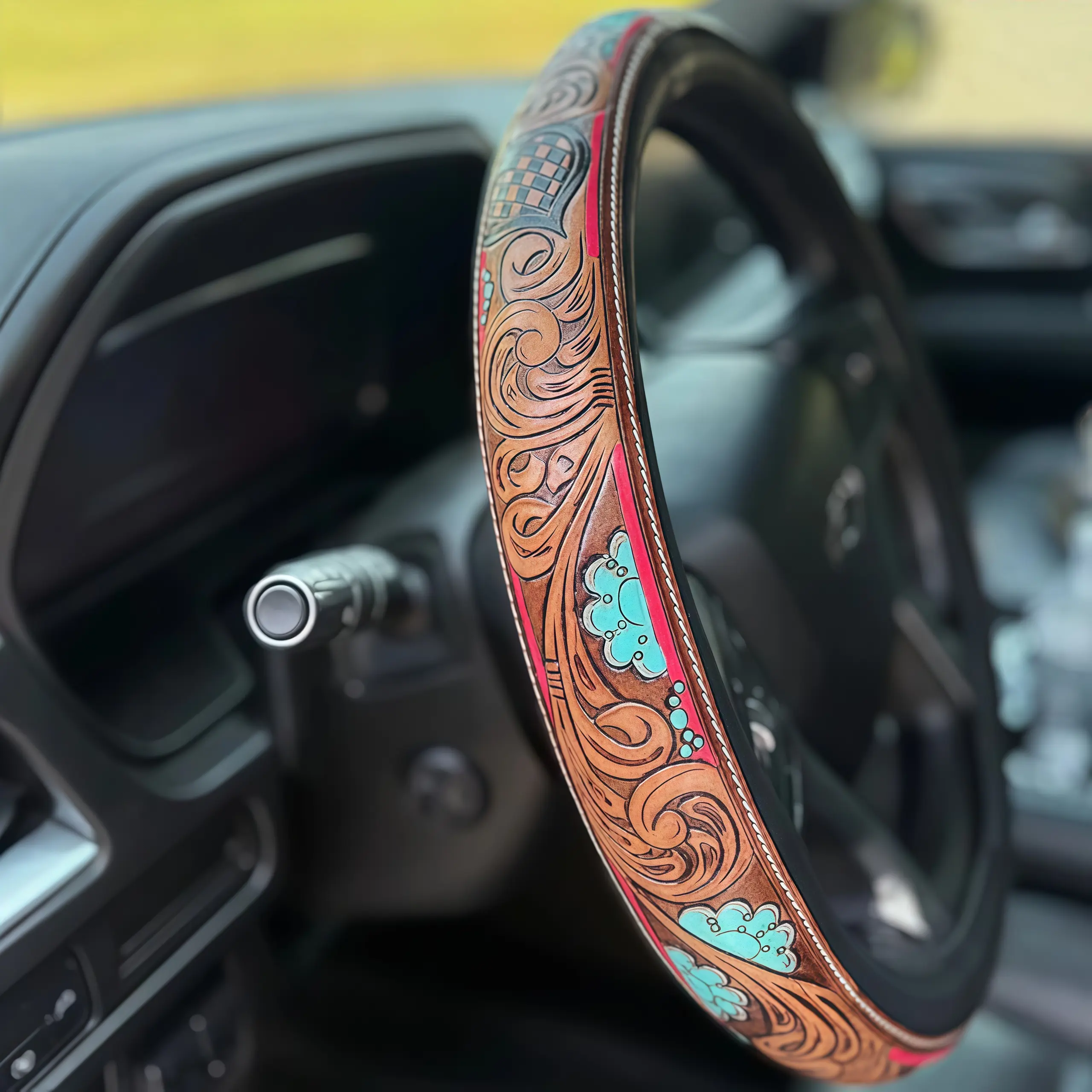 ​ ​   Non-Slip Grip with No Inner Ring, Breathable for All Seasons, Suitable for Cars and Trucks ​ Suitable for Western-style steering wheel covers Themed Golf Head mini putt disc Cart Racing Contoured Hard Shell Football Back Protector Black Pool Tennis