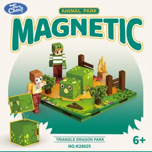 Magnetic Building Blocks Puzzle Toy, DIY Model Kit for Kids, Minecraft Inspired Rhino Scene, Educational Gift for Boys and Girls
