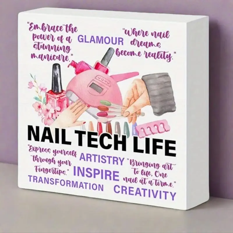 Nail Tech Gifts for Women, Nail Artist Technician Gift Manicurist Appreciation Christmas Birthday Gift Nail Salon Room Desk Decor Wooden Sign, Signage, Embrace The Power of a Stunning Manicure 5x5 inch Home Office Decor, Home Decor Products