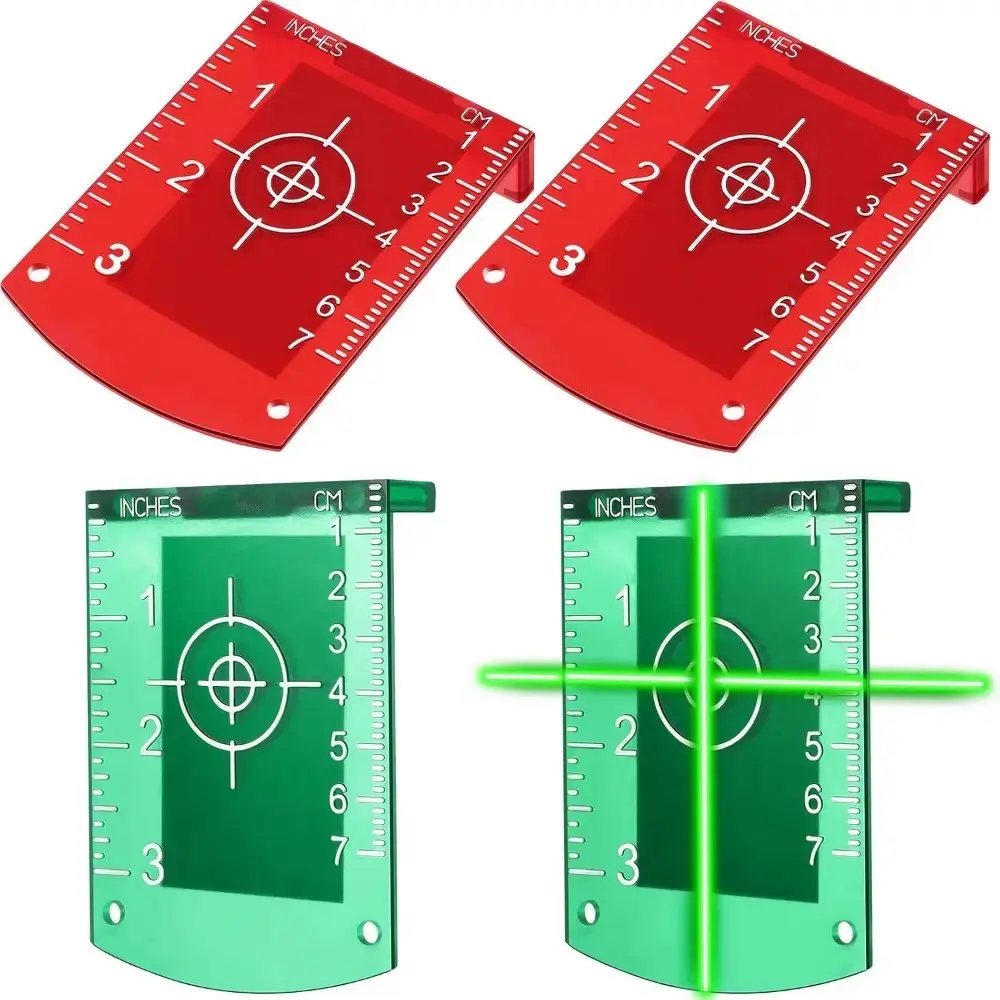 Magnetic Plastic Laser Target Board with Stand - for Green, Red Laser Levels, High Visibility, Easy to Carry, Multiple Pieces, cm/in Measurement Compatibility