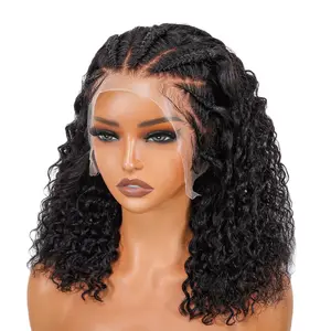 SuperNova Human Hair Short Bob Braided Wigs Lace Frontal Knotless 16" Glueless