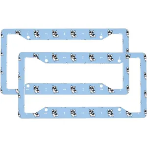 2 Pcs Car License Plate Frames for Women Men - 4 Holes Solid Aluminum French Bulldog Puppy License Plate Cover for Car Accessories for Women Men with Fasteners and Screws ﻿