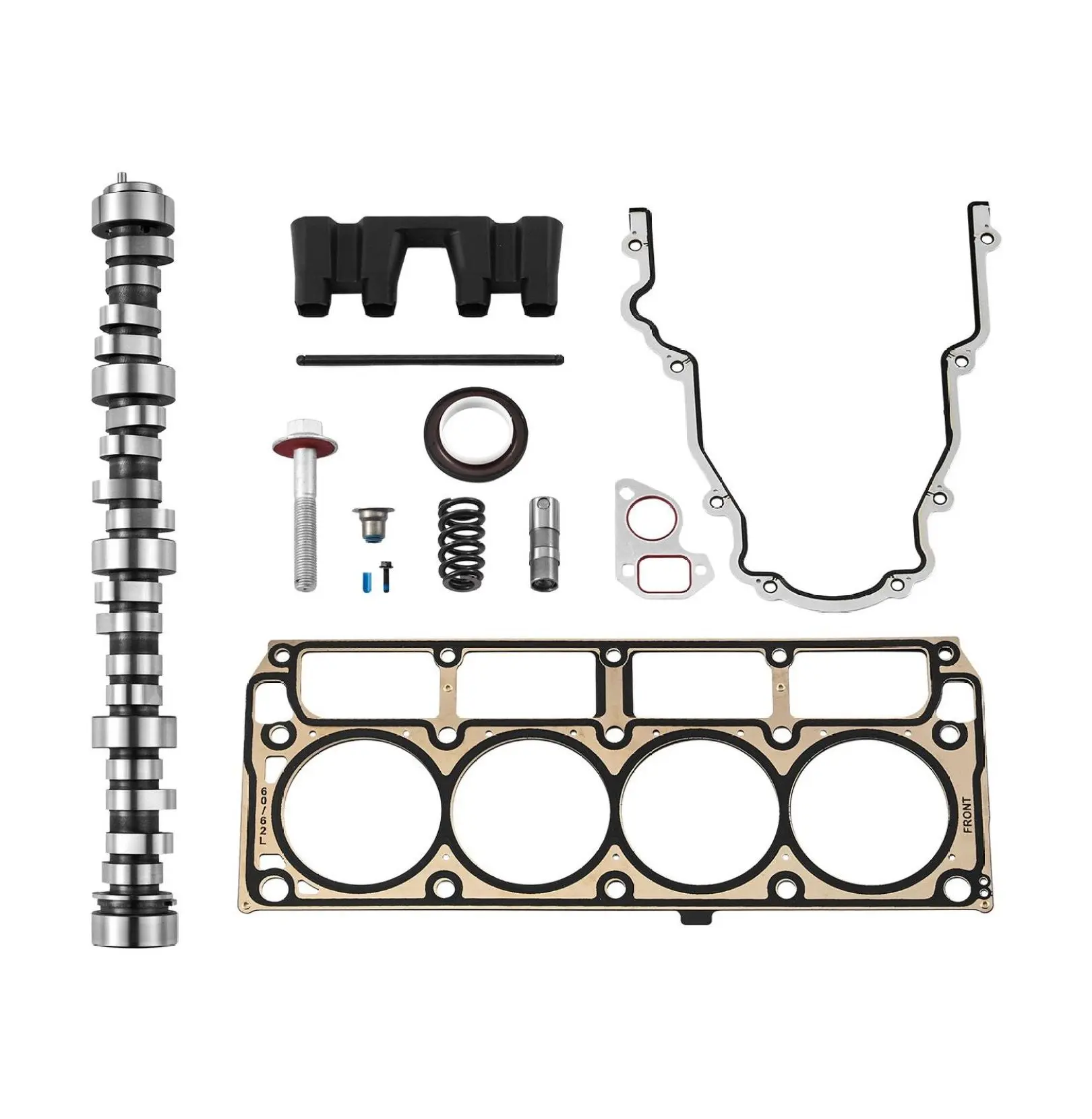 Camshaft Kit 13-Piece for GM LS Engine, 1999-2013 Silverado Sierra Tahoe Yukon, LS1 4.8L 5.3L 6.0L 6.2L, Gray Cast Iron Engine Cam No Accessories 1-Piece Camshaft