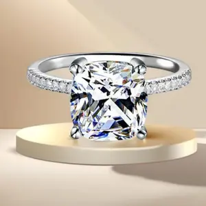 Elegant & Romantic Cushion Cut 4-prong Ring For Women, Wedding engagement party