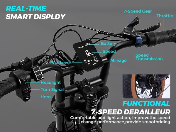 Electric Bike for Adults Peak 1000W, 31MPH,48V 17.5AH, E-Bike,35-45 Miles Electric Motorcycle, 20" Fat Tire Dirt Bike, UL2849 All Terrain for Mountains, Snow, Sand, Road