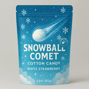 Snowball Comet (White Strawberry), Strawberry-Vanilla Cotton Candy Coated Gushers