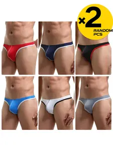 Men's Thong Underwear Athletic 2/3/4 Pieces Random Color Combination, Low Waist Narrow Band Elastic Stretchable Solid Color, Breathable Shaping Sexy Bikini Lingerie