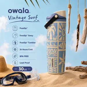 Owala FreeSip 30oz “Vintage Surf” Limited Edition Leak-Proof Stainless Steel Water Bottle Gift for Girl, Boy Aesthetic Cup