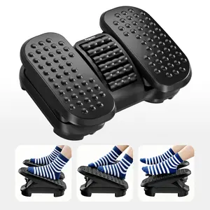 Foot Rest Under Desk with Massage Rollers, 2-Height Adjustable Foot Stool for Office & Home, Black Foot Rest Under Desk with Massage Rollers, 2-Height Adjustable Foot Stool for Office & Home, Black