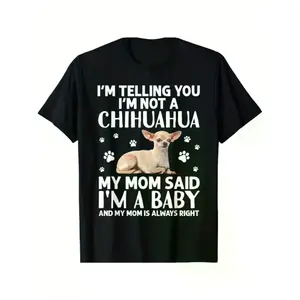 Trendy Chihuahua Design T-Shirt Comfortable Fit For Casual Outfits