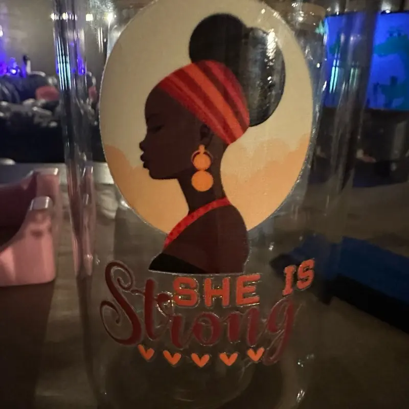 Bamboo Glass Cups - "She Is Strong" Design, Ideal for Drinkware, Stylish and Functional Cups