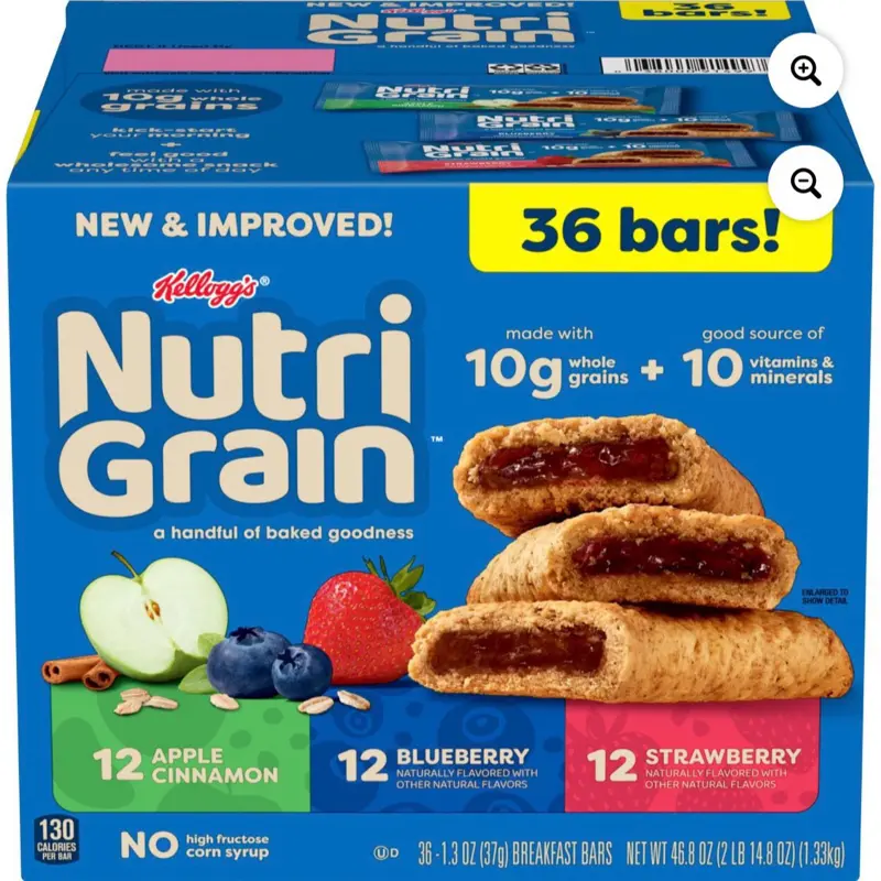 Nutri Grain Breakfast Bars Variety Pack, 1.3 oz, 36 Pack