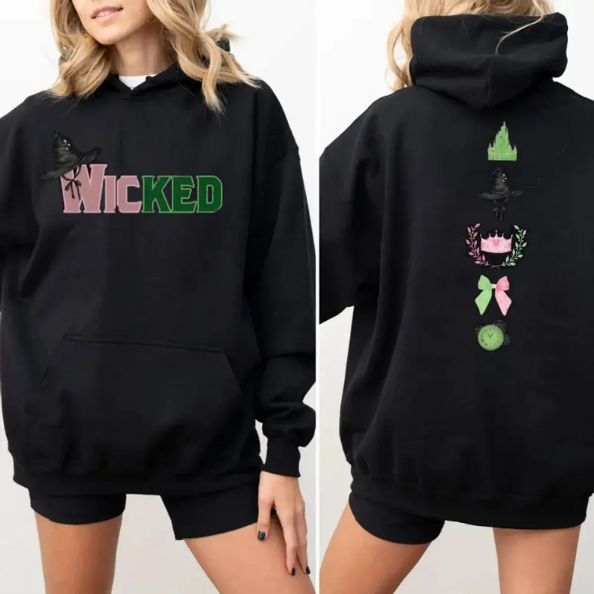 Wicked Sweatshirt, Defy Gravity Broomstick Magic Wand Hoodie, Wizard Of Oz Tee, Witch Pink And Green, Unisex Sweater Pullover Tee