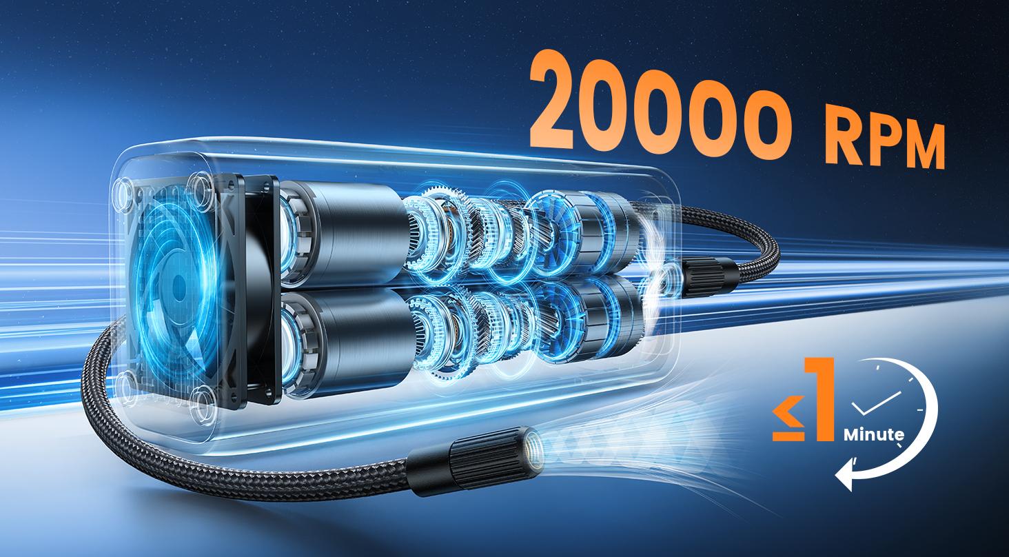 Lamicall 3in1 Portable Car Tire Inflator  - [150 PSI ] [4X Faster]Air  Compressor,Cordless Car Air  Pump with Rechargeable  Battery, Digital Display  Pressure Gauge,LED Light,  for Cars, Motorcycles,  Bike, Ball