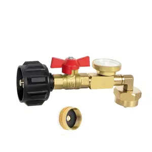 Propane Refill Adapter with Valve and Gauge, Fill 1 Pound Bottles from 20lb Tank, Fits QCC1 / Type1 Propane Tank and 1 lb Throwaway Disposable Cylinder Propane Bottle Connector